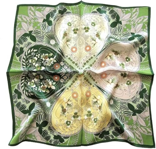 Avenella: bezauberndes NICKITUCH mit Kleeblatt-Muster in floralem Design, Tuch, Halstuch; ca. 53x53 cm, in floralem Design