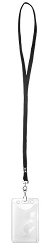 Karteo Ausweishülle vertikal mit Schlüsselband schwarz [1 Stück] Kartenhalter Lanyard mit Metalldrehhaken und Kartenhülle 86 x 54 mm