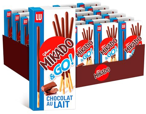 LU - Mikado Pocket Chocolat au Lait - Biscuit Chocolat au Lait pour le Goûter des Enfants - Lot Gateaux Sachet Individuel - Fabriqué en France - Format Poche Pratique - Présentoir de 24 Boîtes de 39 g