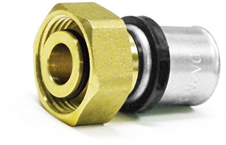 Pipetec Pressfitting Verschraubung Übergang 16x2 mm 3/4 Zoll Innengewinde Eurokonus Hahnblock Heizkörper Anschluß TH Kontur Verbundrohr, DVGW, TH-Profil