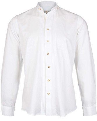 Almsach Herren Stehkragenhemd Slim-Fit weiß 'Emil', weiß, S