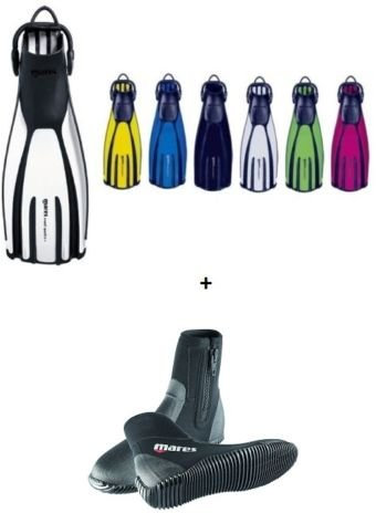 Mares Quattro+ Geräteflossen incl. Bungee Straps u Classic Füßlinge 35-47 (gelb, 12 (45/46))