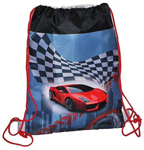 alles-meine.de GmbH Auto Sportwagen - Sportbeutel - Turnbeutel - Schuhbeutel - wasserabweisend abwischbar für Kinder/Schulbeutel Kindergarten Jungen Rennwagen Gymnastikbeutel S..