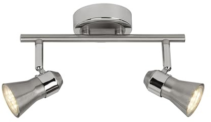 BRILLIANT Sanny LED Spotrohr 2-flammig, Eisen/Chrom Leuchte | Schwenkbarer, energiesparender Deckenstrahler fürs Arbeits- und Schlafzimmer, moderne Optik