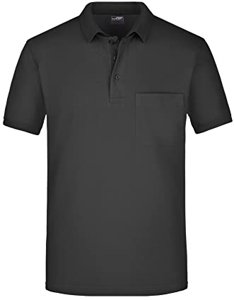 James & Nicholson Herren Piqué Polo mit Brusttasche - Hochwertiges Poloshirt für Beruf & Freizeit