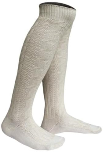 FROHSINN - Calze per costume tradizionale bavarese, da uomo, disponibili nei colori bianco o beige, taglie 41-46, ideali per pantaloni in pelle bianco crema 46
