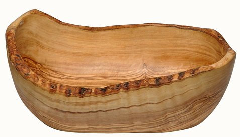 Ciotola di frutta forma di natura ovale in legno d' ulivo 26 x 18 cm
