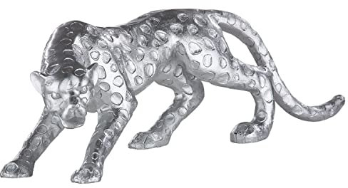 Casablanca modernes Figur Skulptur Design Gepard, Polyresin, antiksilber - Länge 28 cm