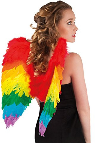 PARTY DISCOUNT NEU Flügel Engel mit Federn, 50x50cm, Regenbogen