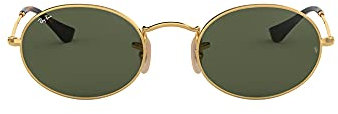 Ray-Ban Unisex-Erwachsene Oval Flat Lenses Sonnenbrille, Gold (Gestell: Gold,Gläser: grün 001), Medium (Herstellergröße: 51)