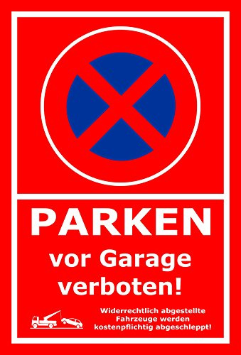 Melis-Folienwerkstatt Parken verboten Schild – Abschleppschild für Parken vor Garage verboten – 30x20 cm – 3mm Aluverbund – Verschiedene Größen und Materialien