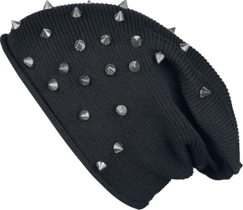 Black Premium by EMP Unisex Schwarze Beanie mit Nieten