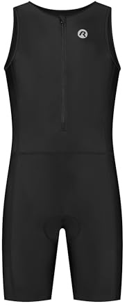 Rogelli - Tuta Intera Corta da Bambino per Triathlon, Nero (Nero), 128/140