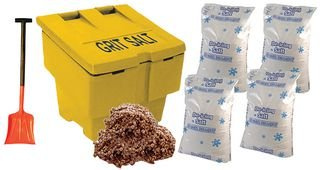 Other 250kg Yellow Grit Bin Kit with Rock Salt and Shovel