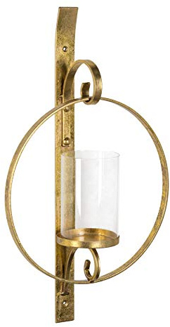 Kate and Laurel Doria Metal Wall Candle Holder Sconce, Gold
