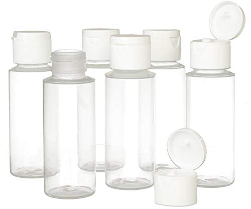 Chica and Jo 2oz Clear Plastic Empty Squeeze Bottles, Travel Size, Set of 6