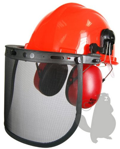 TimberBoss Casque forestier Complet avec visière grillagée relevable et antibruit