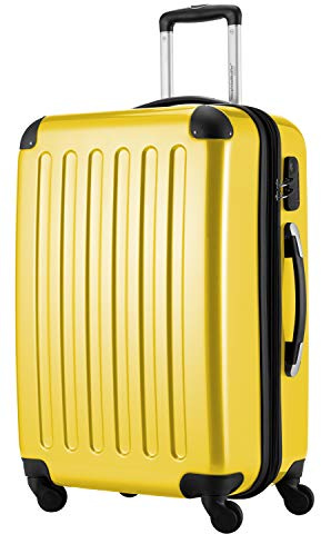 Hauptstadtkoffer ALEX Expanderbar Hårdskal Koffert 65 cm (74 L) med Kodlås – Robust Resväska med 4 Dubbelhjul, gul