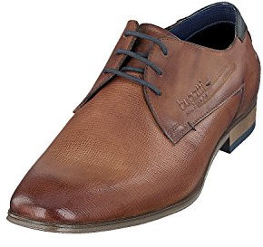bugatti Business Halbschuh aus Leder, Derby mit Two-Tone-Finish, Braun, 43 EU