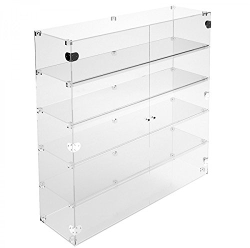 DesignPlex Ampia vetrina espositiva in plexiglass trasparente a 5 ripiani - Misure: 100 x 30 x h100 cm