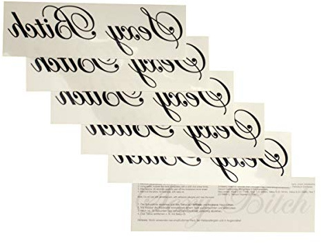 Tattoodrucker Sexy Lettering Tattoo (5) - Black, Medium, Water-resistant, Adult, Temporary Tattoo