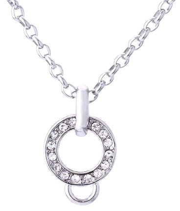 Morella Edelstahl Charms Halskette 70 cm mit Zirkoniasteinen in Samtbeutel