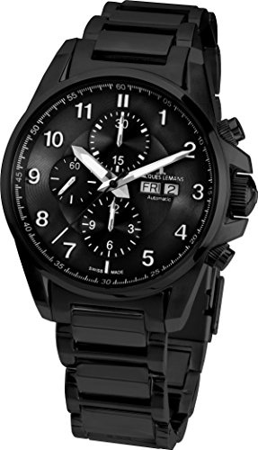 JACQUES LEMANS Herren-Armbanduhr XL Liverpool Automatic Chronograph Automatik Edelstahl beschichtet 1-1750G