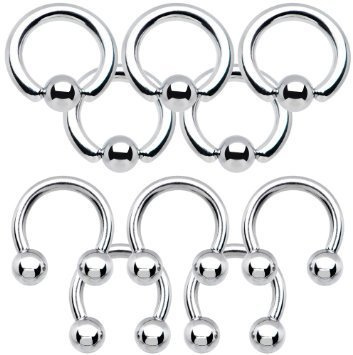 BodyJewelryOnline Erwachsenen Captive Bead Ring & Hufeisen 10ga Paket - 10pk 316L Chirurgenstahl - perfekt für Ohr, P.A., Schamlippen Piercings