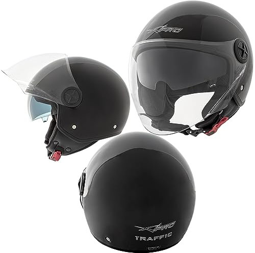 Casque Moto Scooter Jet Double Visiere Pare-Soleil ECE 22 Noir M