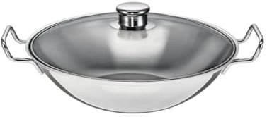 Schulte-Ufer 6659-36 i Wok BO-lang, inkl. Zubehör, 36 cm, Edelstahl, Silber