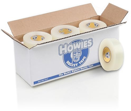 Howies Hockey Tape - 12 Pack Clear Hockey Sock Tape - 1 x 30 Yards per Roll - Strong, Long-Lasting Grip for Socks, Shin Guards and Pads - Includes Free Tin
