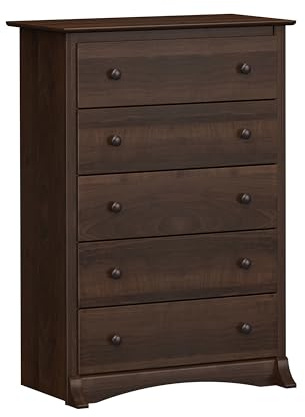 Prepac Sonoma Superior 5-Drawer Dresser for Bedroom - Spacious and Stylish Chest of Drawers, Measuring 17.75D x 31.5W x 44.75H, In Espresso Finish