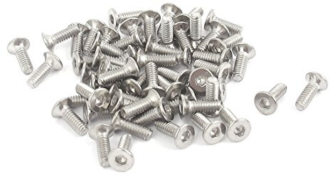 sourcing map 50 stücke M2 x 6mm Sechskant Senkkopf Flachschraube Schrauben | 304 Edelstahl