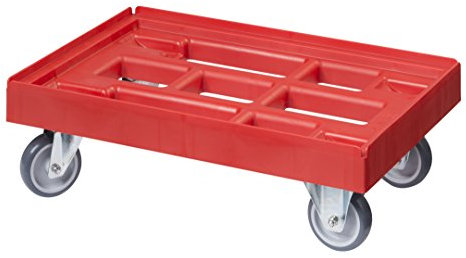 Transportroller für Kisten 60 x 40 cm mit 2 Bock- und 2 Lenkrollen in rot