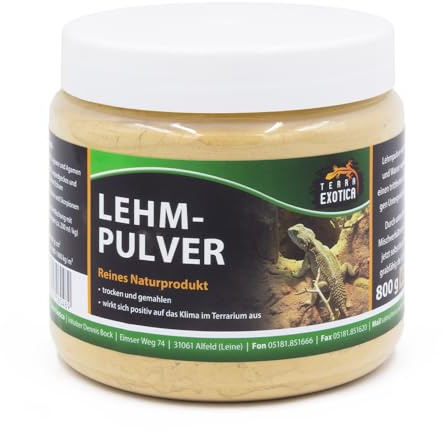 Terra Exotica Lehmpulver für Terrarien 800 g weiß, rot, gelb oder braun – Natürlicher Bodengrund-Zusatz für Reptilien, Amphibien & Wirbellose – Ideal zum Mischen mit Sand oder Erde (gelb)