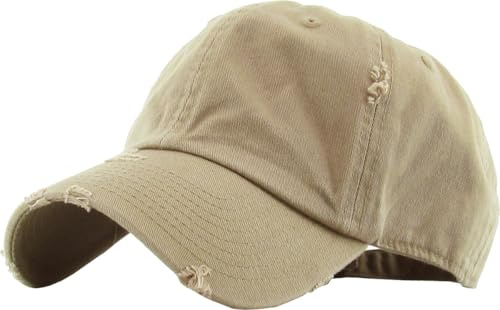 KBETHOS KBE-Vintage KHK Vintage Washed Cotton Baseball Cap, Khaki