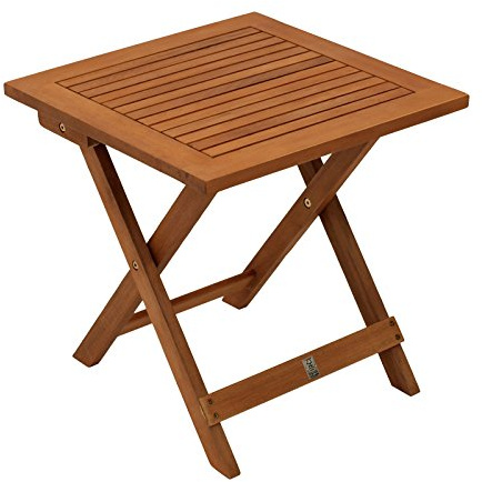 DEGAMO Gartentisch Beistelltisch Java 45x45cm klappbar, Akazie braun geölt, FSC®-Zertifiziert, klappbar