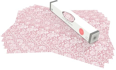 The Master Herbalist Fragrant ROSE Scented Drawer Liners in a Pink William Morris Design | Pack of 5 Sheets (Rolled) | Contains ROSE Essential Oil | Made in UK