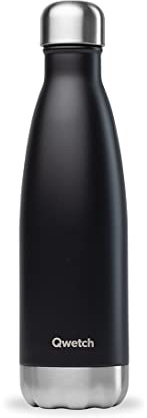 Qwetch - Schwarz 500ml Isothermische Flasche - Inox Trinkflasche - 24h Kalt und 12h Warm - Wasserdicht, BPA-frei & wiederverwendbar - Isothermische Trinkflasche für Sport, Reise, Büro, Wandern