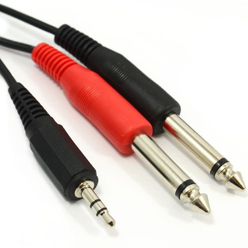 kenable Laptop to Mixer Cable 3.5mm Stereo Jack to 2x 6.35mm Mono Jack Lead Audio Splitter 5m Black