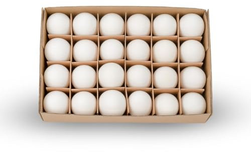 NaDeco 24 Stück Weiße Ausgeblasene Hühnereier – Echte Natur-Ostereier zum Bemalen & Basteln – Deko-Eier mit Öffnung zum Aufhängen – Osterdeko DIY Set – Nachhaltige Frühlingsdeko Innenㅤ