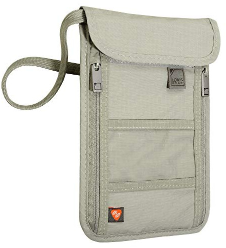 Lewis N Clarks RFID-Blocking Neck Stash Personalausweishülle, Beige