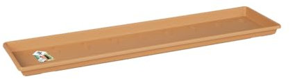 Elho Green Basics Trough Saucer 80 - Sottovaso per Balcone Esterno - Ø 77.5 x H 2.5 cm - Marrone/Mild Terra