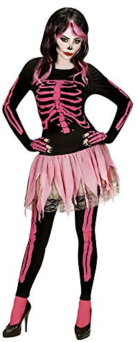 W WIDMANN MILANO Party Fashion - Kostüm Pink Skelett, Mottoparty, Shirt, Hose, Tütü und fingerlose Handschuhe, Halloween, Karneval, Mottoparty