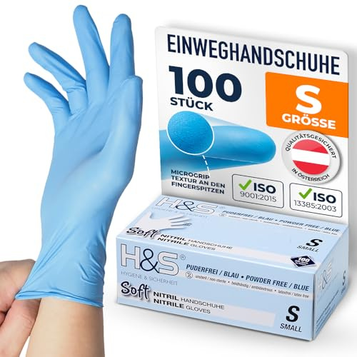ISC Hygiene & Safety Einweghandschuhe Nitril – Blau, S, 100 Stück | latexfrei, Handschuhe Einweg, Einmalhandschuhe, Nitrilhandschuhe, Gummihandschuhe, puderfrei