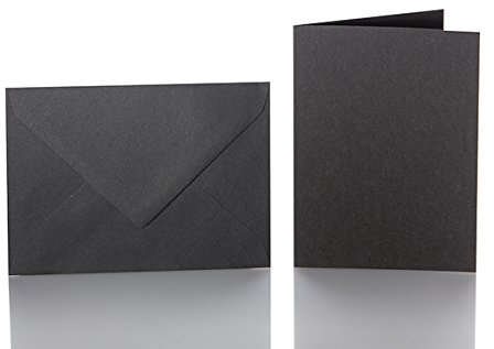 Paper24 Karten mit Umschlag DIN B6 125x176 mm, 120g/m² stark, Faltkarte 120x170 mm, 240 g/m² (25 Stück in Schwarz) für Grußkarten, Hochzeit, Geburtstag
