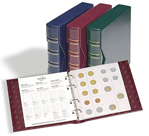 Leuchtturm 327836 Numis Classic coin album - incl. protective case & 5 sleeves for coins with Ø 44, 34, 25, 17 mm - red