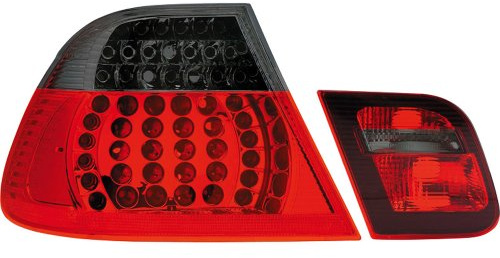 AutoStyle Satz LED Heckleuchten passgenau | kompatibel mit BMW 3er E46 Limousine 1998-2001 - Rot/Smoke