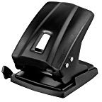 Maped - Perforadora de Papel - Essentials Metal 40/45 Hojas con 2 Agujeros - Agujereador de Papel con Regleta Multi Formatos - Tapa para Vaciar Confetis - Color Negro
