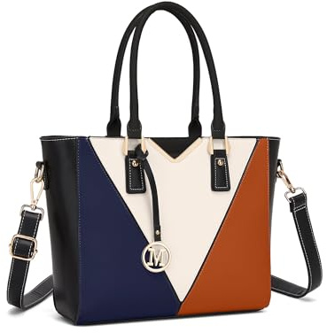 Miss Lulu Handtasche Damen Mittelgroß, Taschen PU Leder, Handtaschen Groß V-förmiges Design Synthetic Ledertasche Mit Abnehmbarem Schultergurt für Büro Schule Einkauf Reise Geschenk